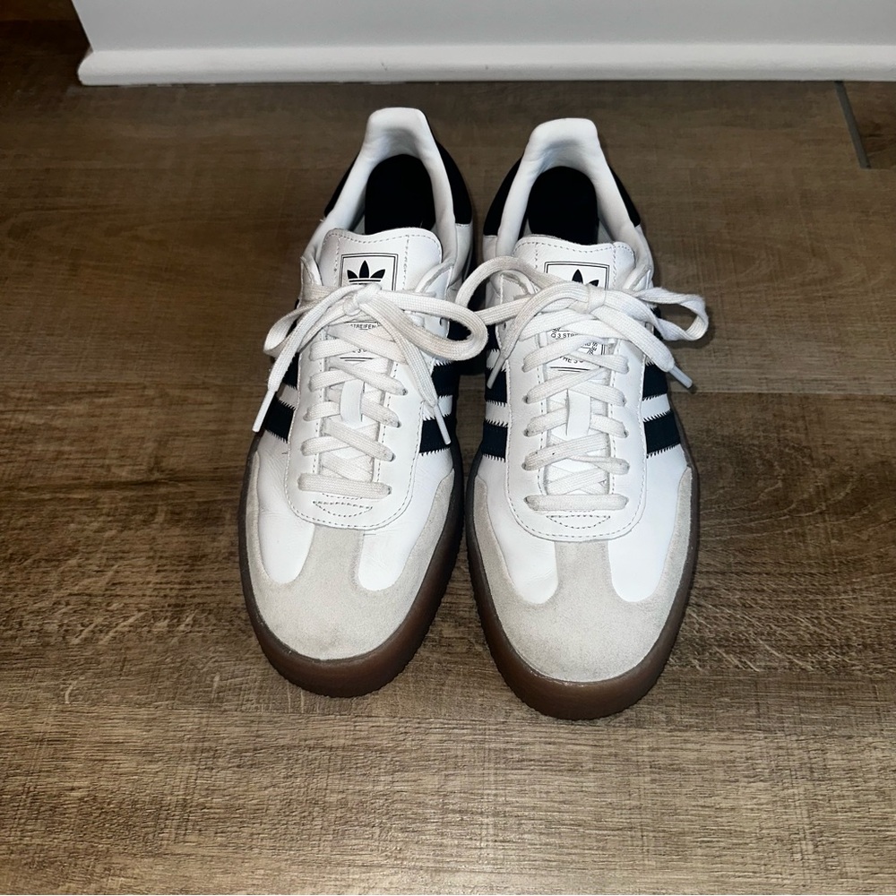 adidas White Black Gum Sole Sneakers